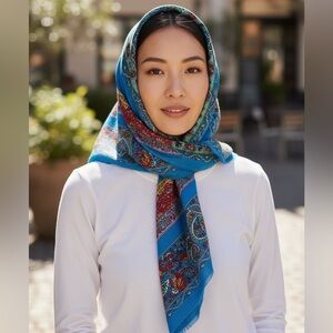 Vintage 70s Liz Sinclair Scarf Paisley Floral 30 Inch